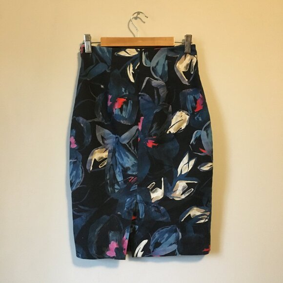 Tropical Floral Paradise High Waist Cotton Pencil Skirt - Picture 2 of 16